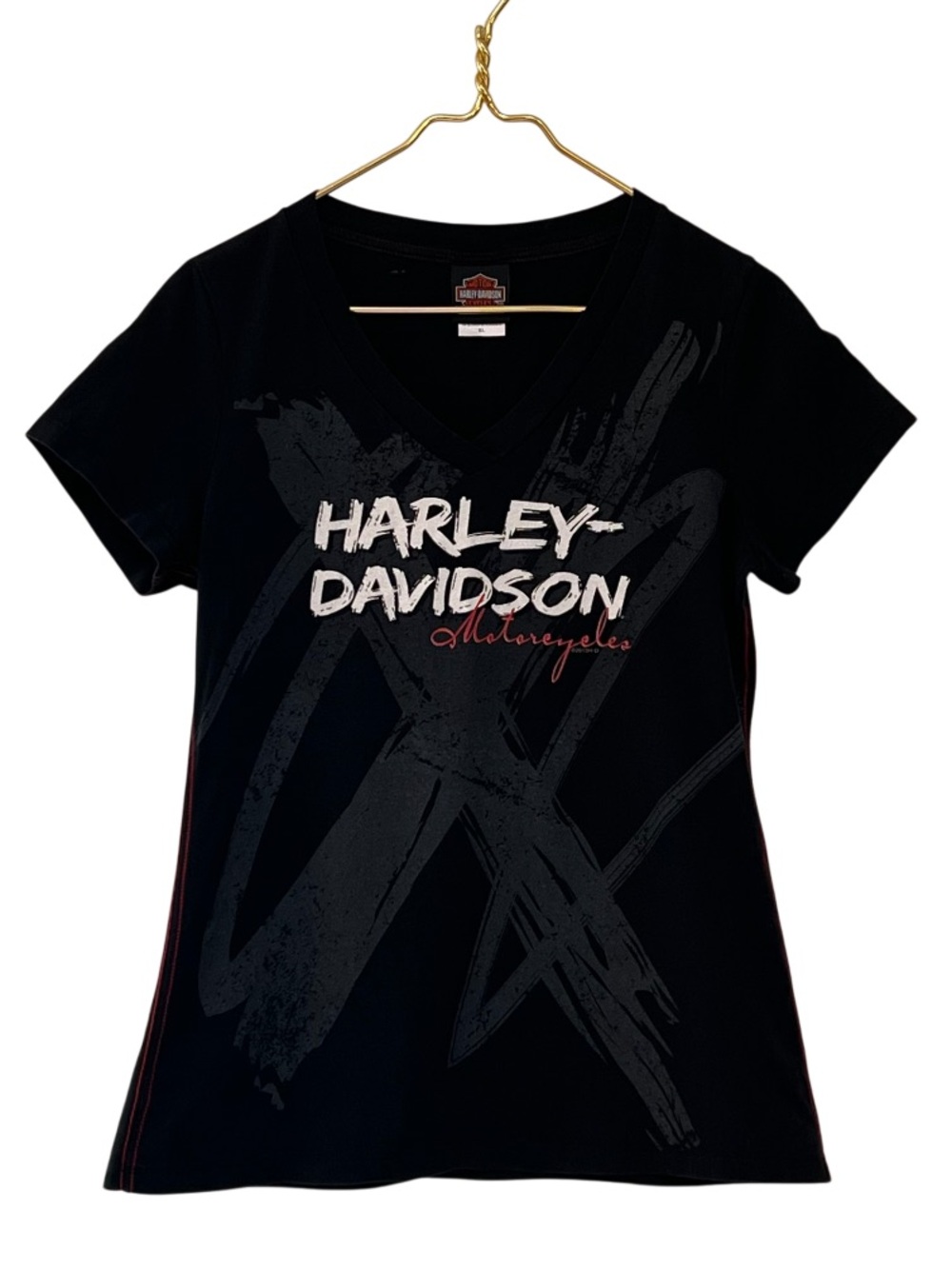 Harley-Davidson Motorcycles Graphic V-Neck T-Shirt Hot Rod Muskegon MI